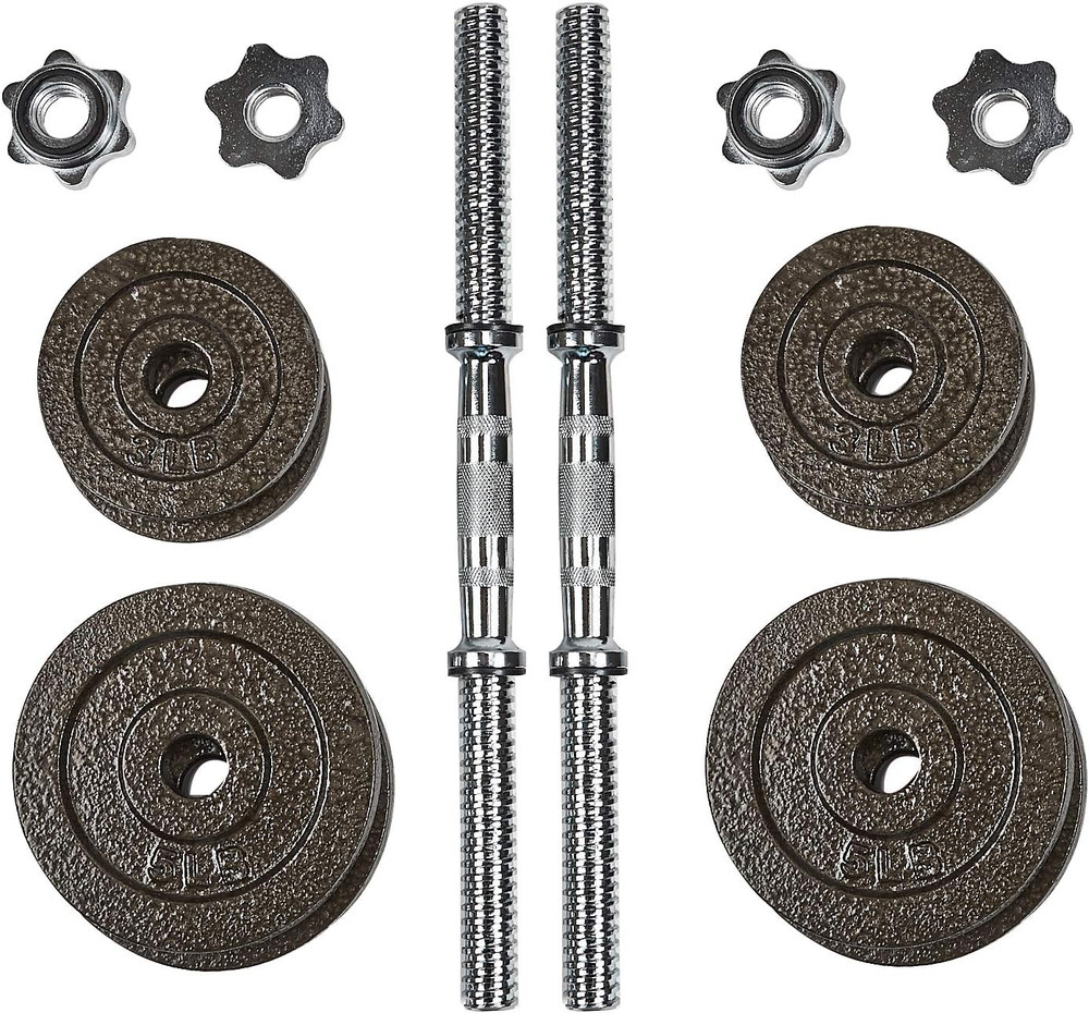Contoured Handle Cast Iron Adjustable Dumbbell Weight Set,Gray