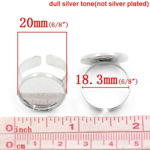 10 pcs. Silver Tone ADJUSTABLE Cabochon Setting Bezel RING bases settings – Ring