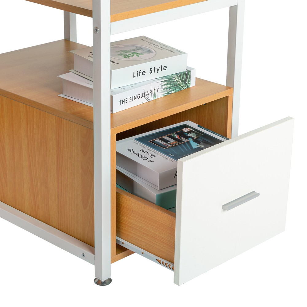 Triamine Particleboard White Iron Pipe Cabinet with Drawer Wireless Charging
