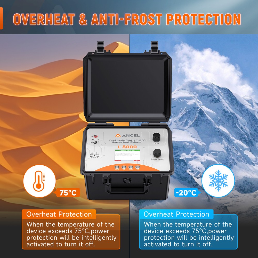 Dual Mode EVAP Smoke Tester Machine Turbo System Adjustable Pressure LCD Screen