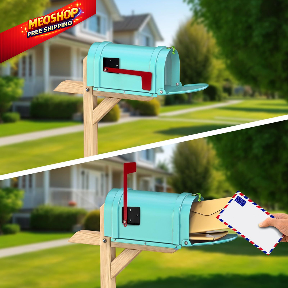 Merear Mailbox Flag Replacement Kit, Galvanized Steel for Mailbox, Red