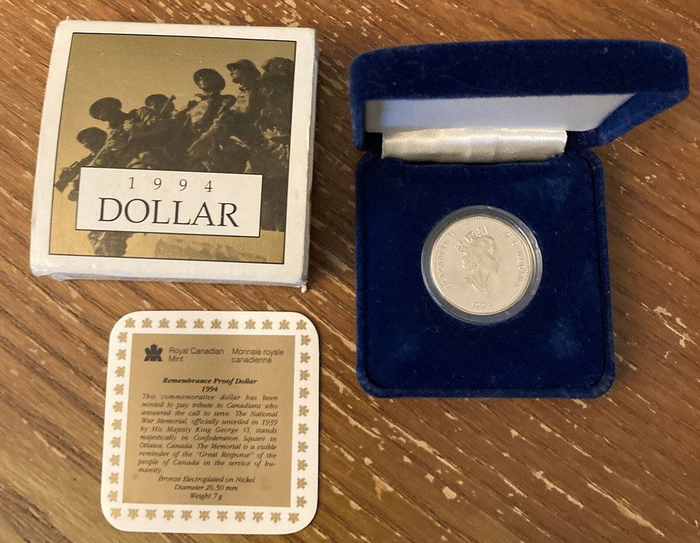 1994 Canada 1 One Dollar Remembrance Proof - With Display Box & COA