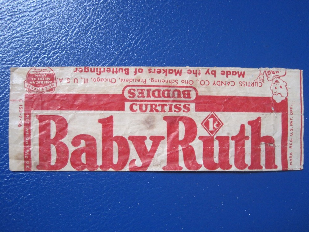 RARE ! Vintage Baby Ruth Candy Bar Wrapper, 1 cent