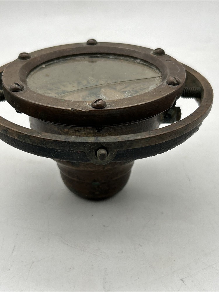 Antique Marine Gimbal Mounted Compass Ship Bronze Compass