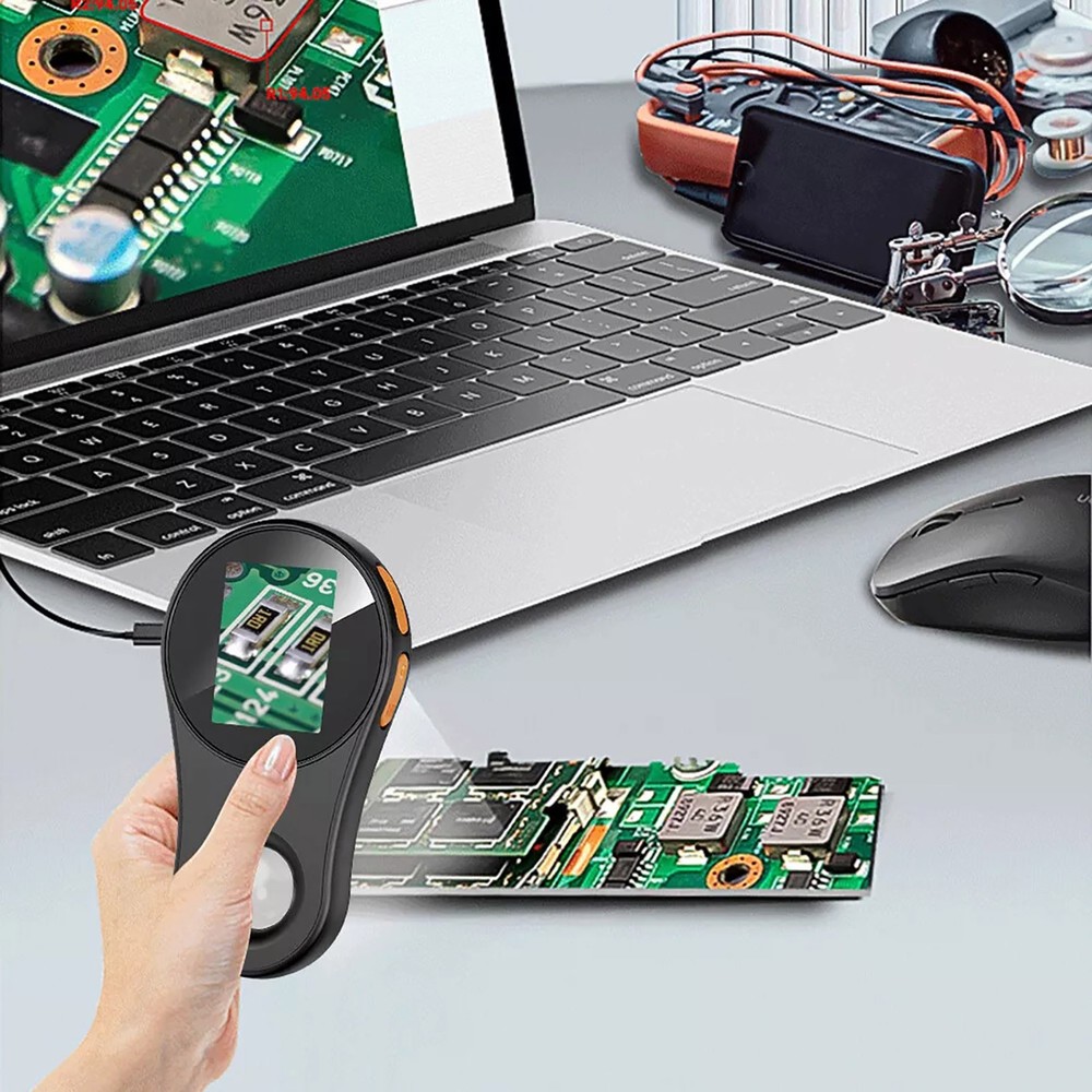 1Pc Black 500X Handheld Digital Microscope 2 Inch IPS Screen Microscope Camera.