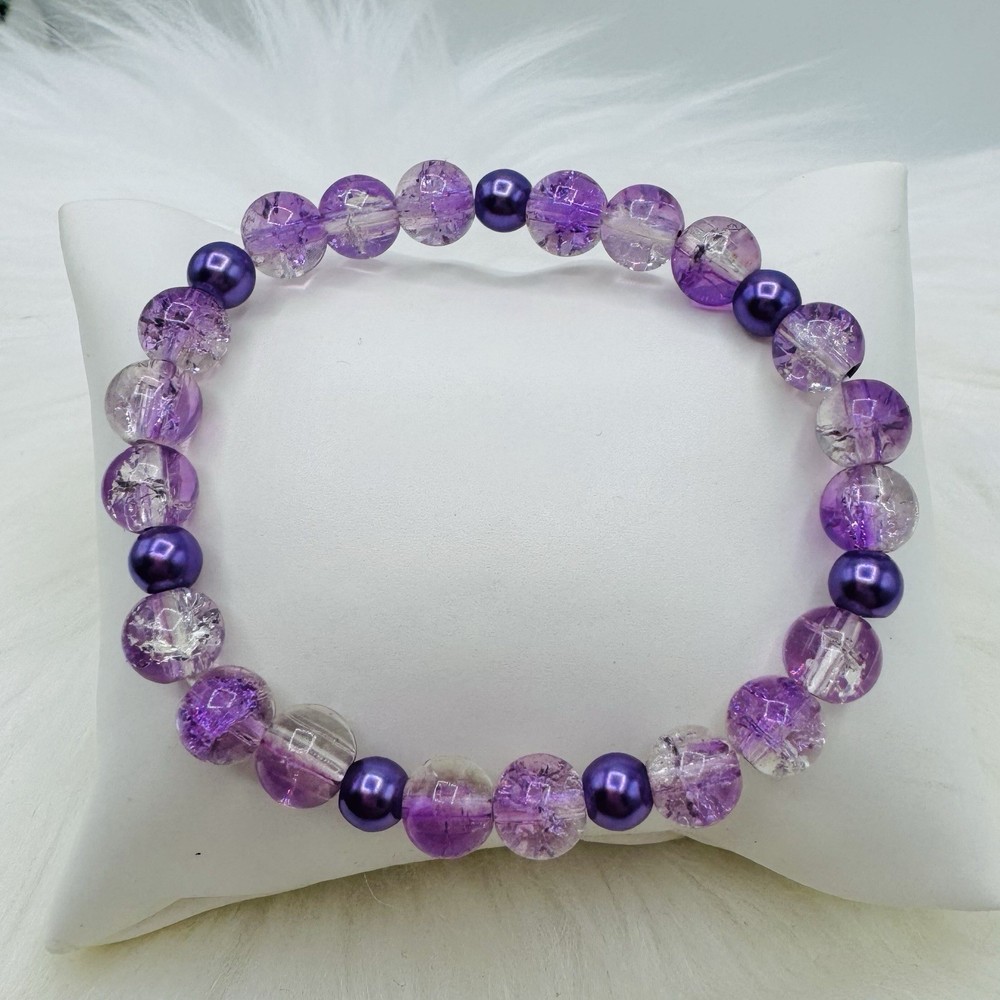 Gradient Glass Beaded Bracelet Style A Purple