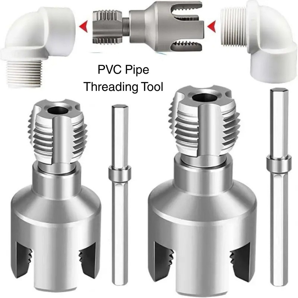 PVC Pipe Threading Tool 1/2" 3/4" Internal External Water Pipe Drill Attachment