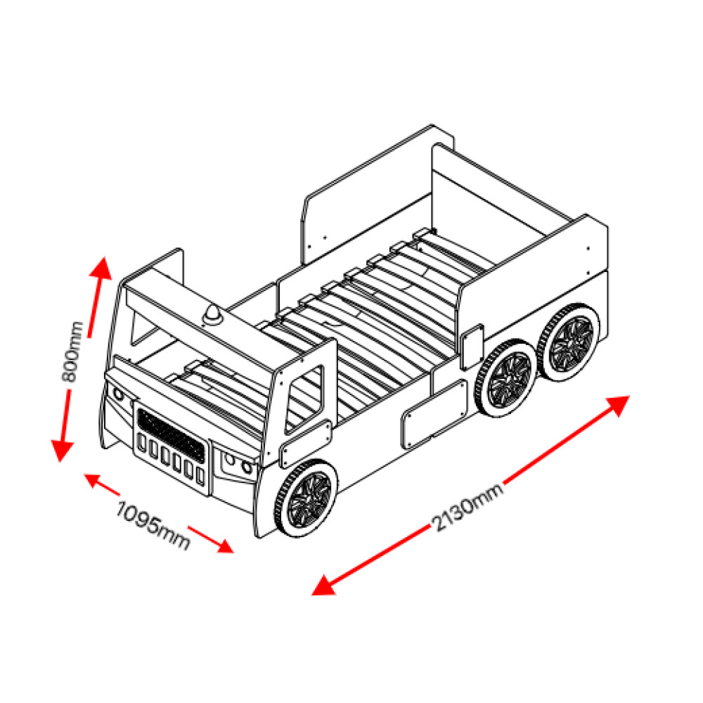 Kids Fire Truck Bed with LED Lights - Solid Built & Kid-Friendly Design