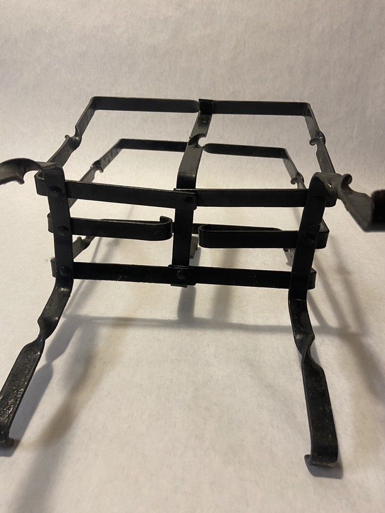 Vintage Rustic Black Wrought Iron Magazine Rack