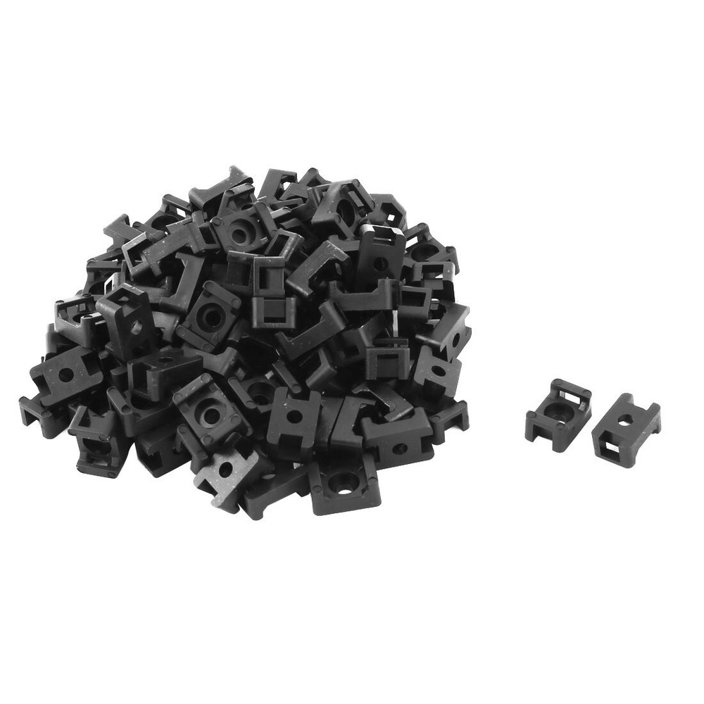 Plastic Saddle Type Cable Tie Base Mount Wire Holder Black 15 x 10 x 7mm 100 PCS