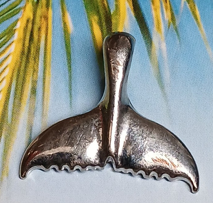 Vintage Silver Tone Whale Tail Pendant