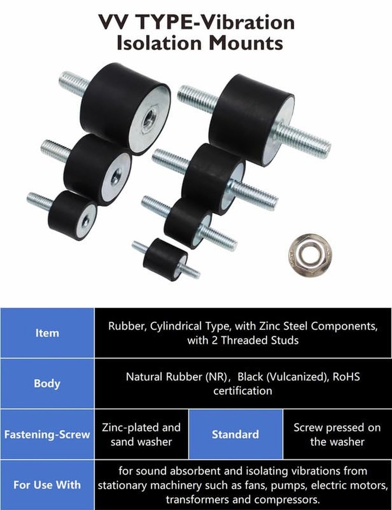 EASYEAH M4 Rubber Vibration Isolator Mounts Double Stud Shock Absorber Isolat...