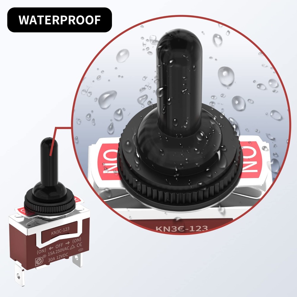 12 Volt Momentary Toggle Switch (On)-Off-(On) 3 Way Waterproof Toggle Switch 12V