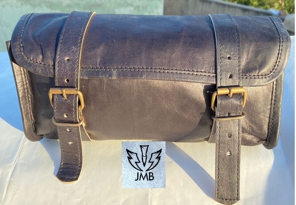 2 Genuine Leather Front Fork Saddle Storage Bag Luggage Tool Bag
