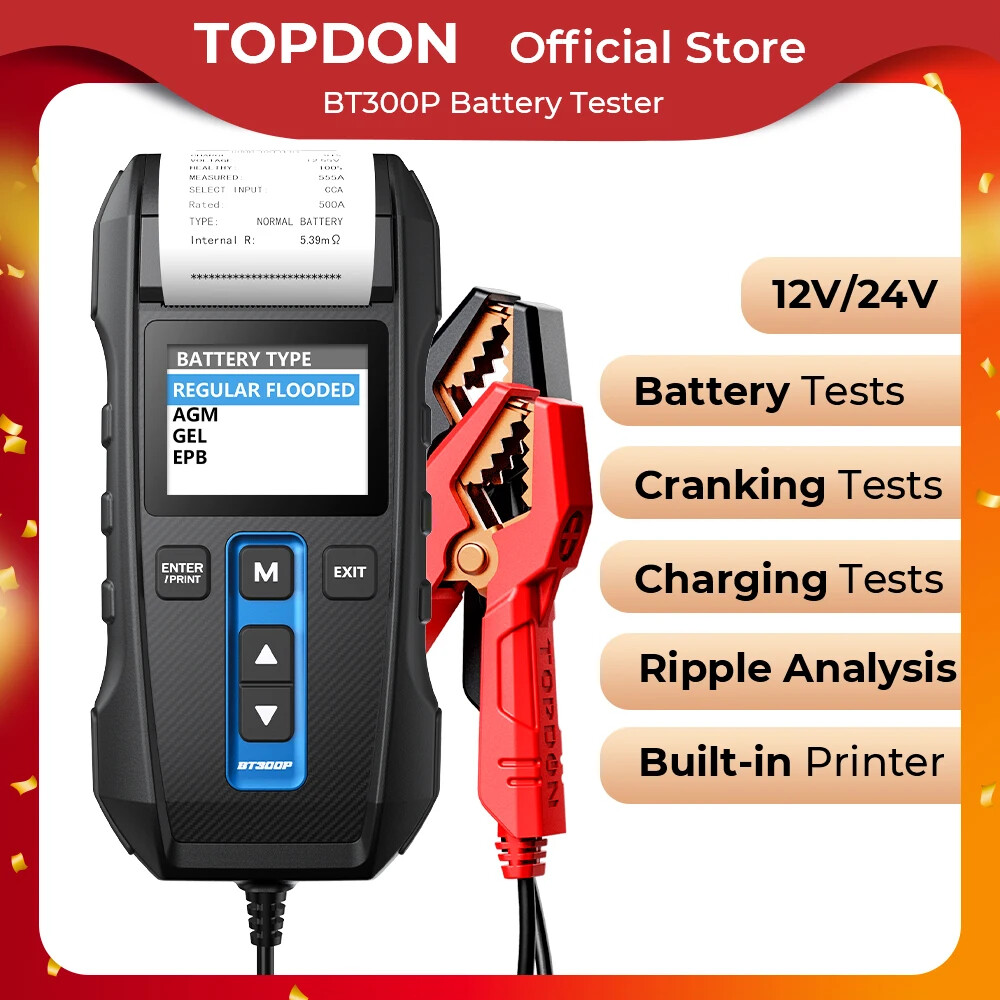 Battery Tester with Pressure Digital Charging Boost Test Tools Auto Analyzer