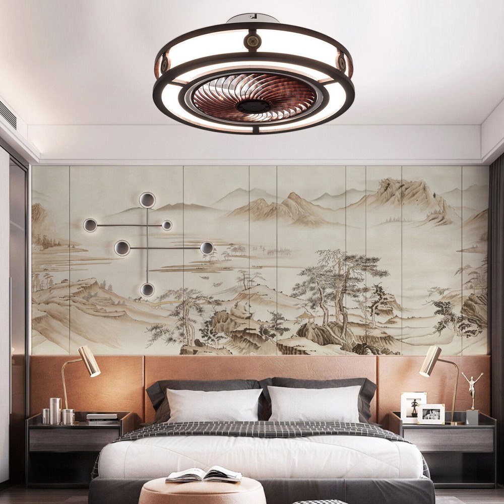 20inch Small Enclosed Bedroom Kitchen Ceiling Fan With 6 Speeds & Remote Control
