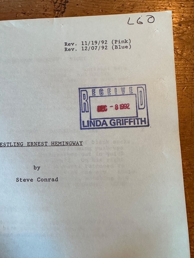 Wrestling Ernest Hemingway MOVIE ORIGINAL SCREENPLAY SCRIPT