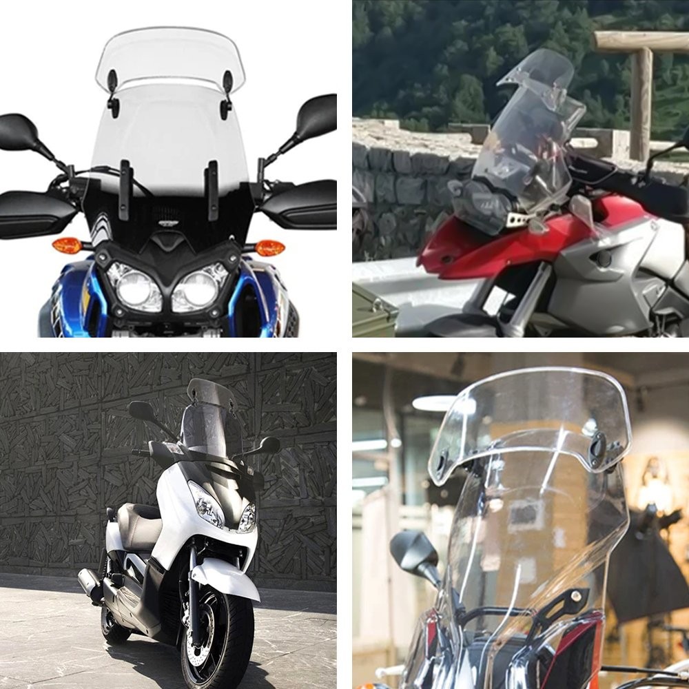 Motorcycle Adjustable Clip On Windshield Extension Spoiler Wind Deflector Clear