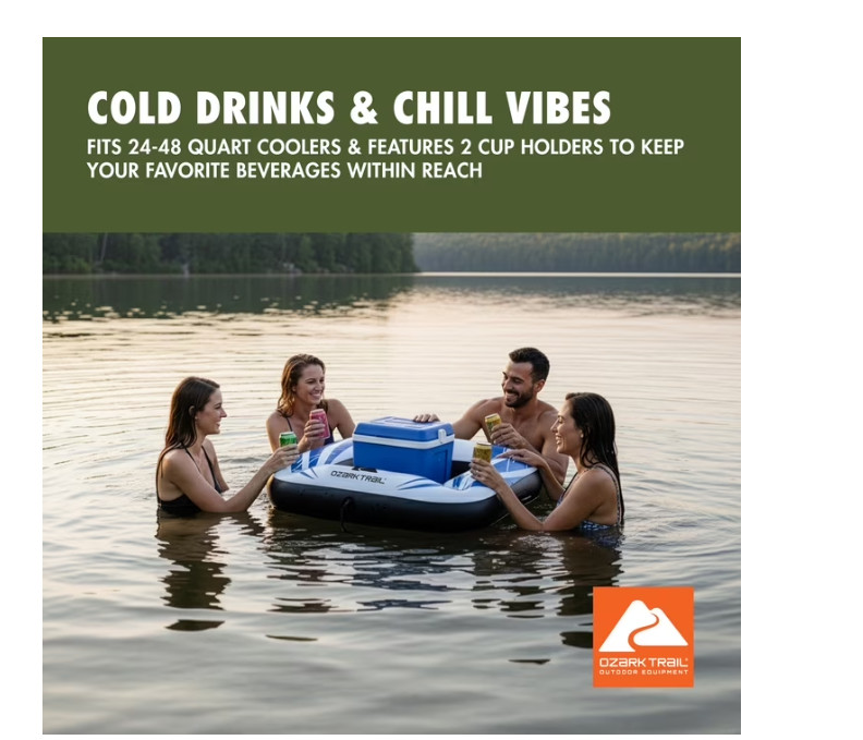 Ozark Trail Blue & White Floating Cooler Float for Pools & Lakes