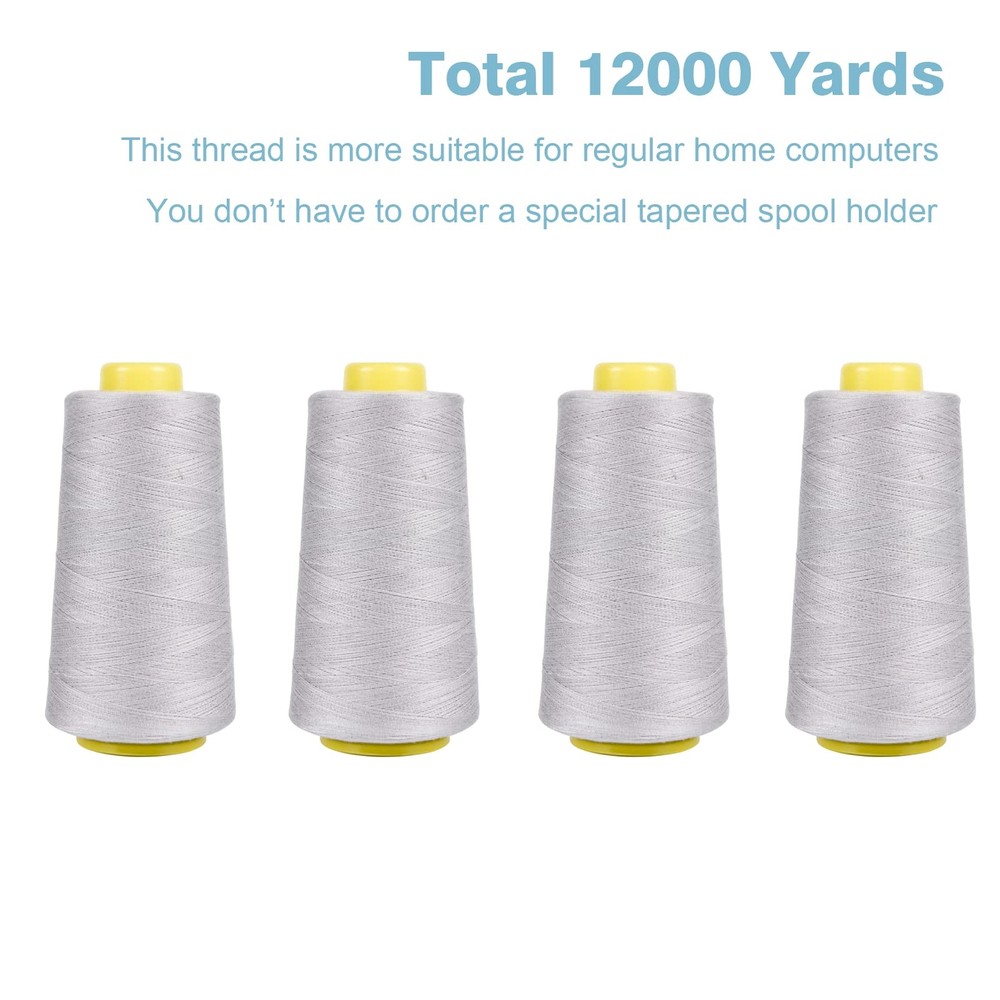 Serger Thread All-Purpose Thread for Sewing Gray Thread Polyester Sewing Thre...
