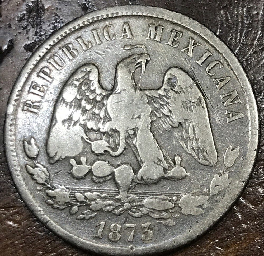 1875 Mexico GoS Silver 50 Centavos with Counter Strike Mark