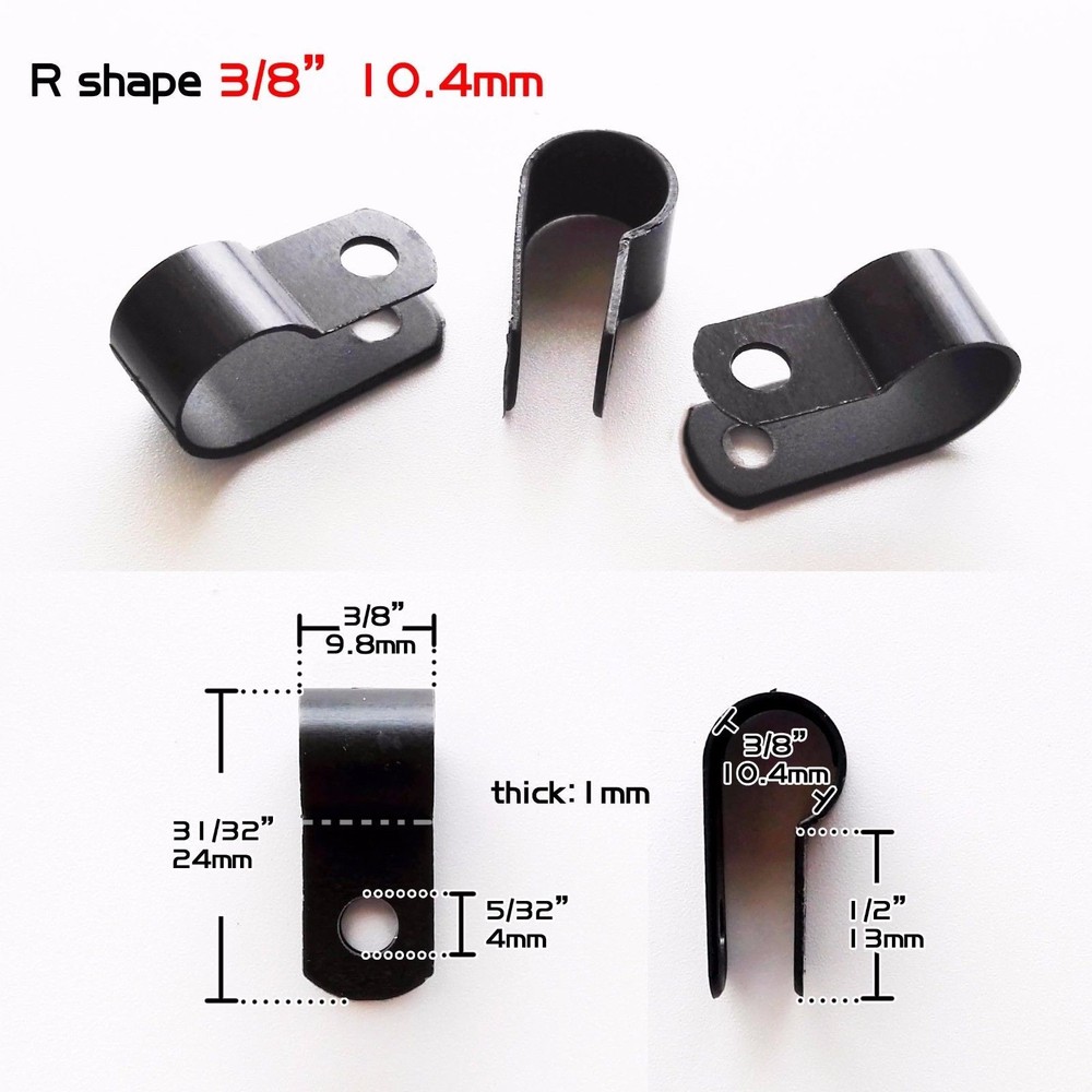50pcs Black Nylon Plastic 3/8” Cable Clamp Wire Electrical Hose Loop Fixer Tie