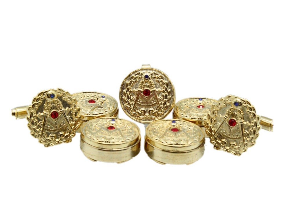 Past Grand Master Masonic Freemason Button Covers Tux Set