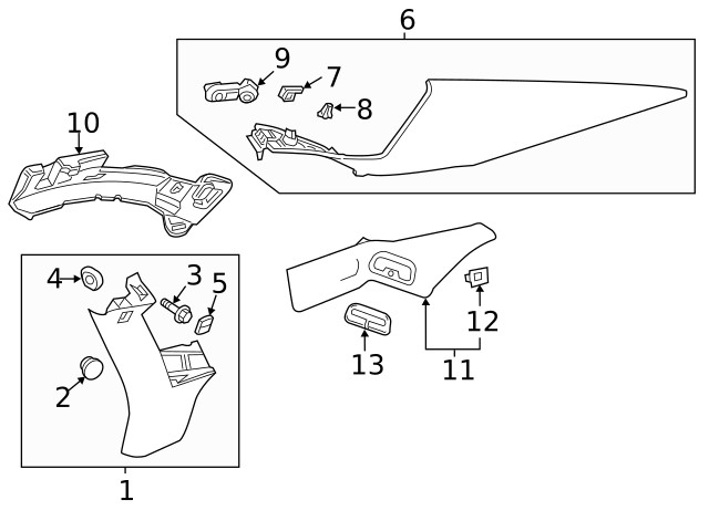 Genuine GM Passenger Side Quarter Panel Upper Trim Panel Bracket 20941270