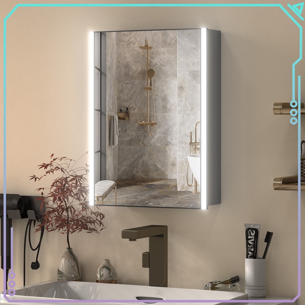 Modern LED Illuminated Mirror Cabinet with Lights, Switch, for Bathroom