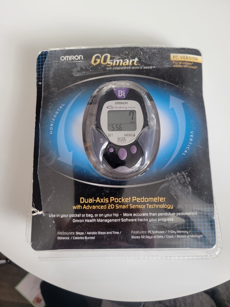 Omron GO smart Dual-Axis Pocket Pedometer w/ Advanced 2D Sensor Tech. PC Version