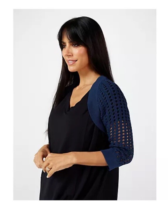 WynneLayers Mesh Shrug Cardigan Plus Size 2X Blue NEW