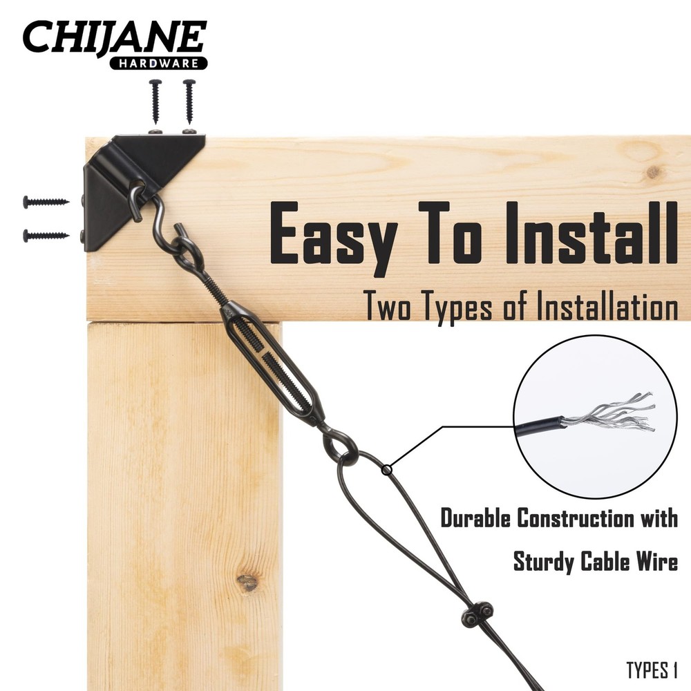 CHIJANE Durable Anti Sag Gate Kit Hardware Support Cable Set for Black