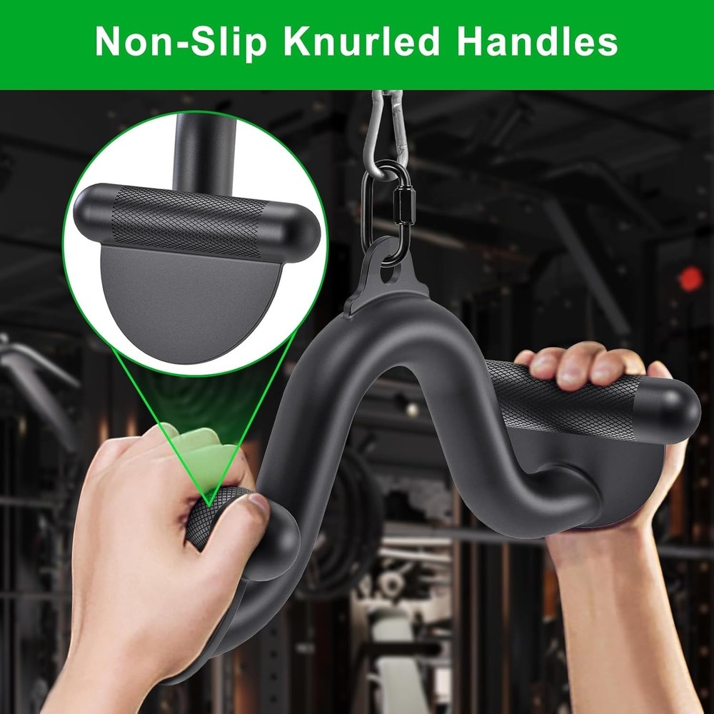 12" LAT Pull Down Bars Cable Machine Attachment, Rowing T-bar V-bar Set, Back...