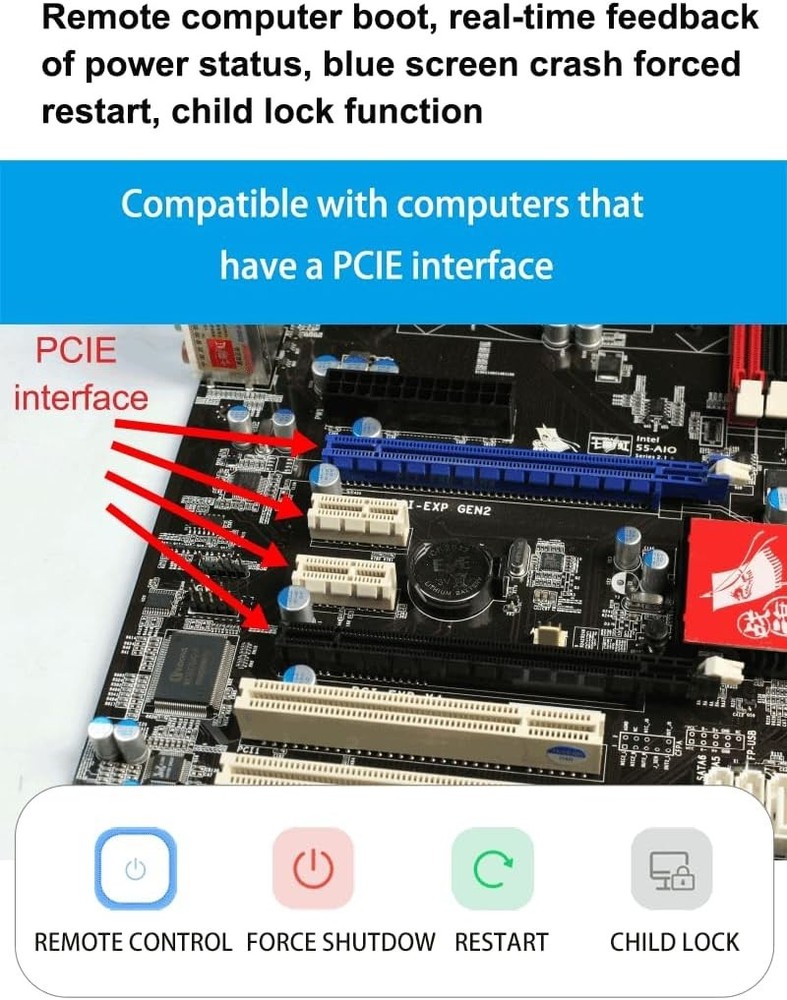 PCIe Remote PC Power Control Card Wireless Computer On/Off Reset Controller App