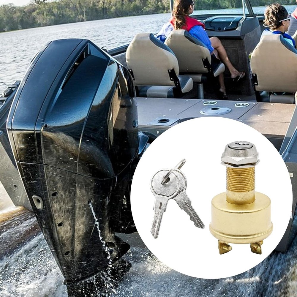 Durable Brass 3-Position Ignition Switch for Boats | Off-On-Start Functionality