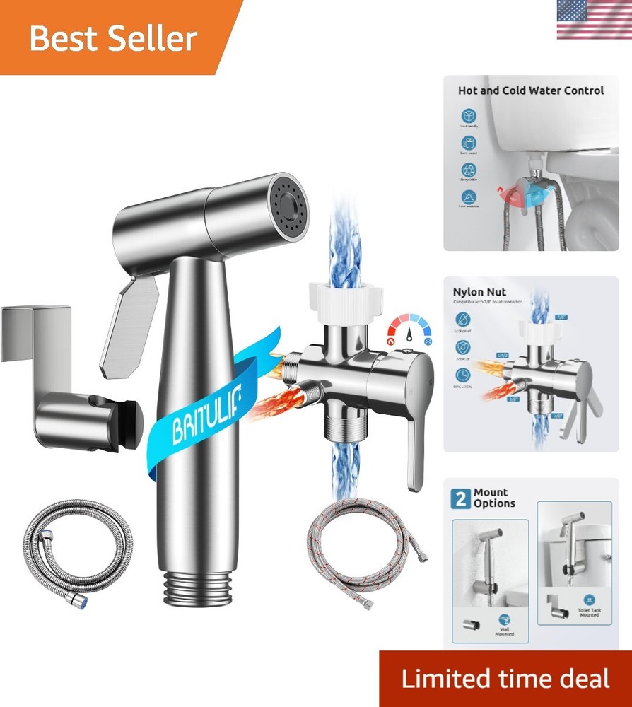 Brushed Nickel Wall-Mounted Bidet Sprayer - Customize Your Cleaning Experience
