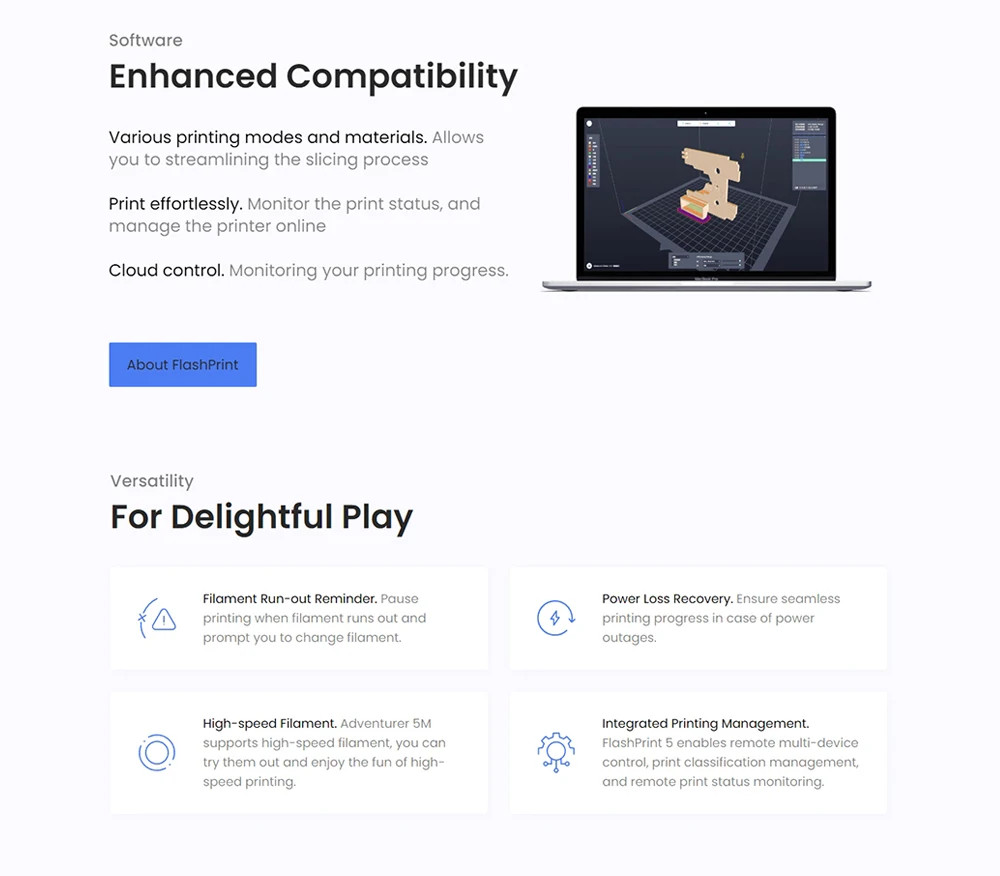 Flashforge Adventurer 5M 3d Printer High Speed Full-auto Leveling