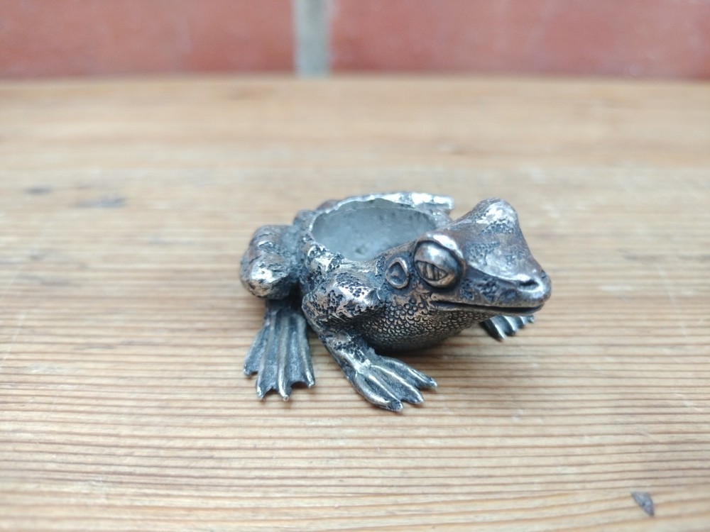 Vintage Silver Plated Cast Frog Toad Candlestick