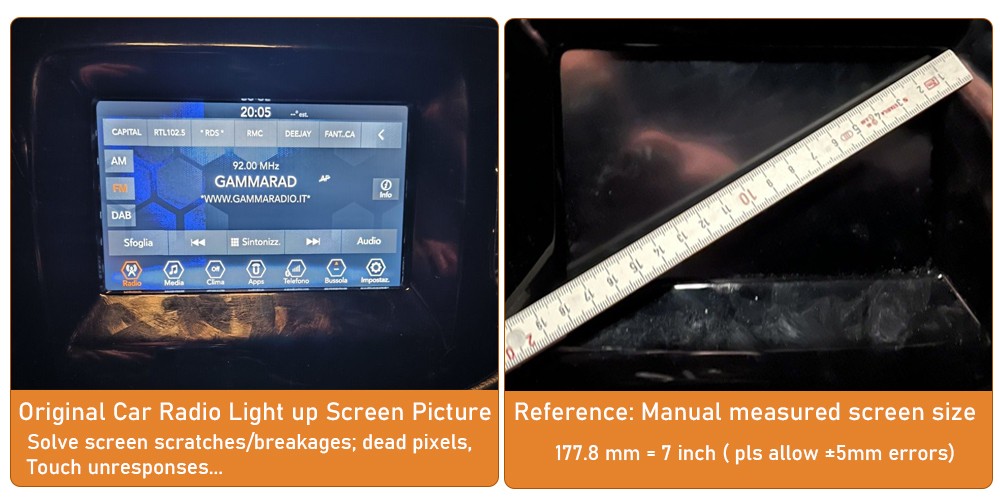 For 2017-2020 Jeep Compass Radio Navigation Replace 7" LCD Display Touch Screen