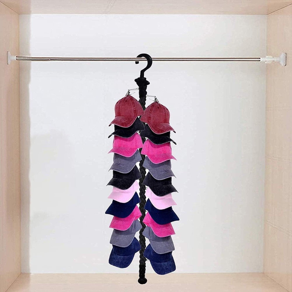 Closet Hanging Cap Keeper Racks Hats Holders Hook Black