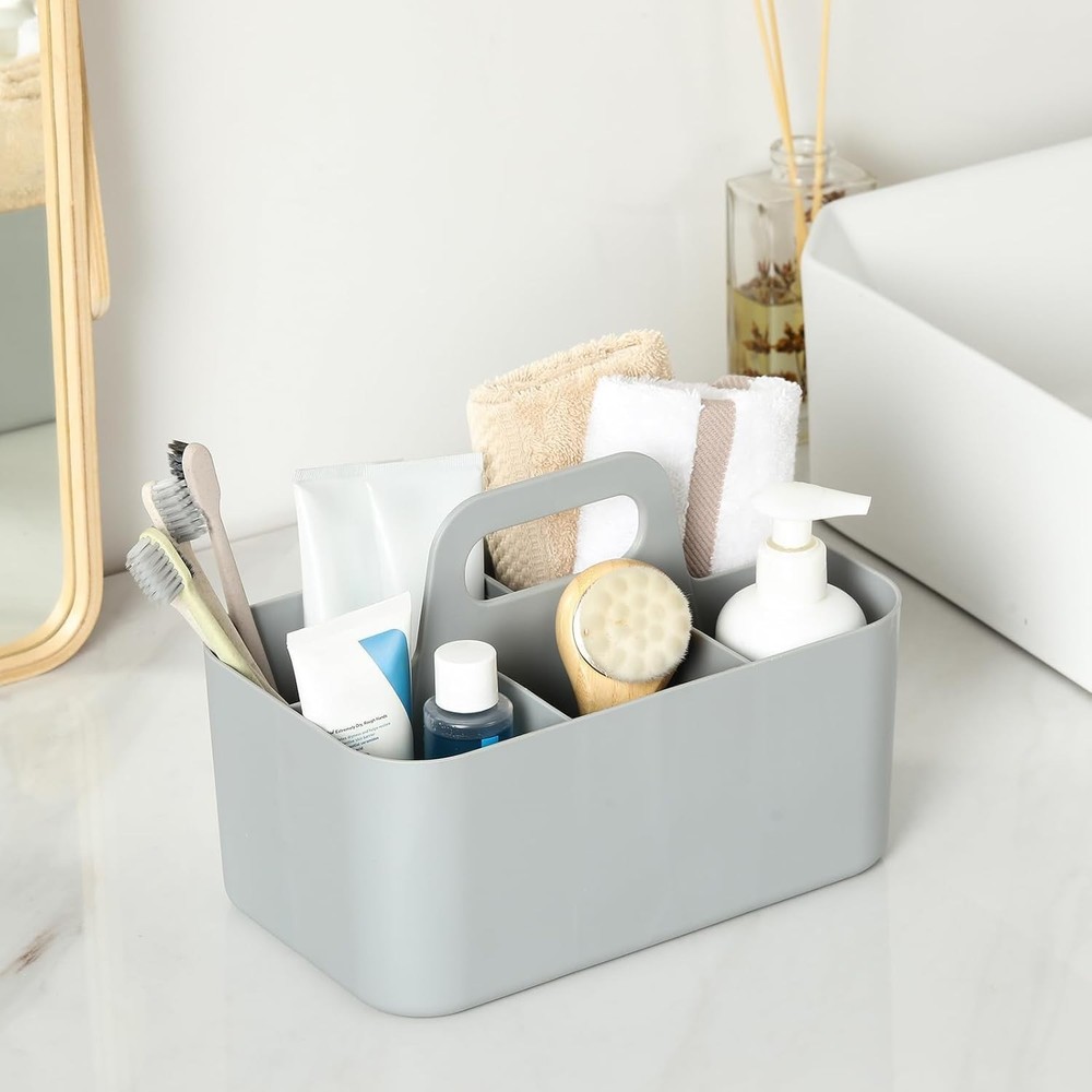 Portable Plastic Tote Bin with Handle Multi Compartment Organizer for Art Craft