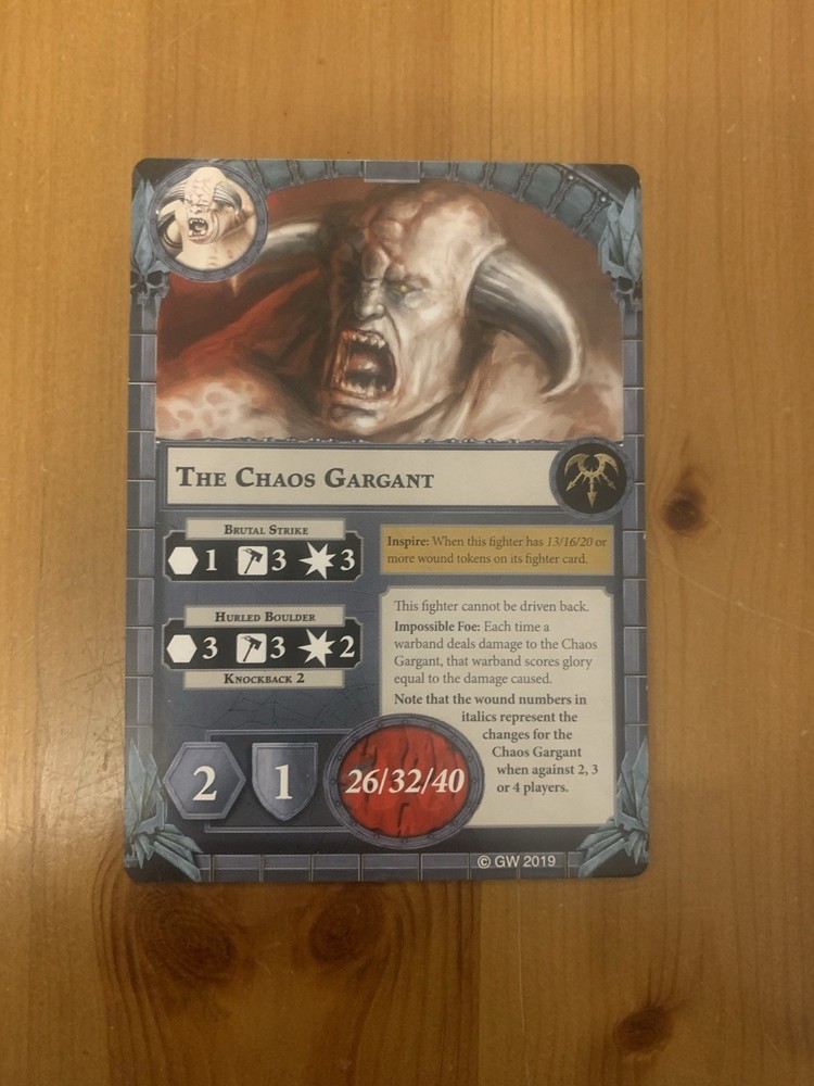 Warhammer Underworlds Chaos Gargant Oversized Fighter Card