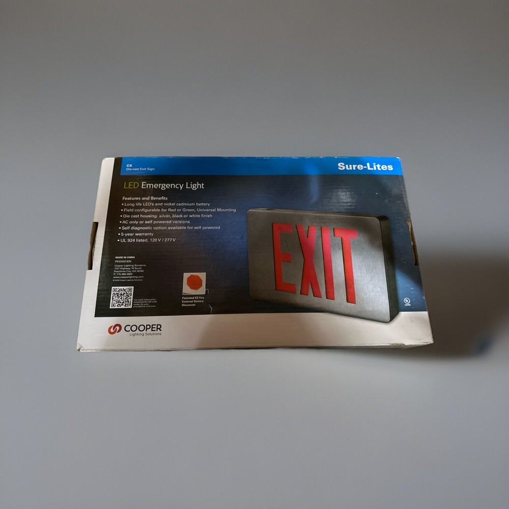 🔴Cooper Lighting CX71SD Cooper Lighting Cast Aluminum Led Exit Sign/Battery‼️