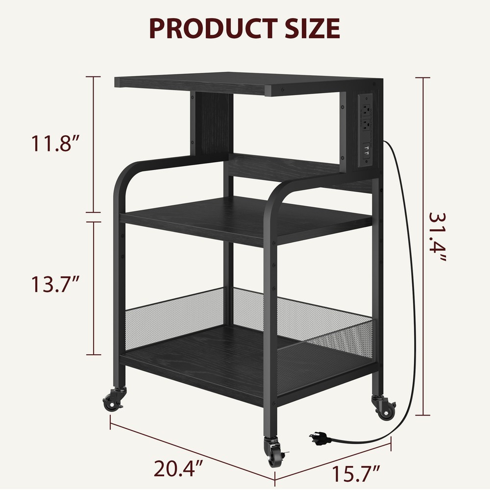Printer Stand with Storage, Printer Table with wheels, Bent Tube Printer Frame