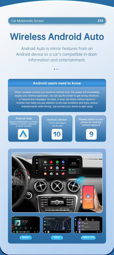 12.3" Wireless/bluetooth CarPlay Multimedia Touch Screen For Benz A B GLA CLA