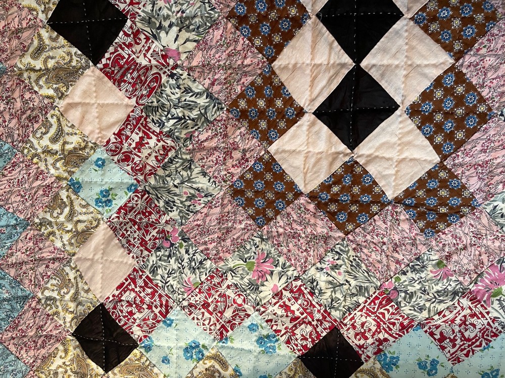 100% Cotton New Handmade Patchwork Quilt–Vintage-Patchwork 73"x62" Needs Border