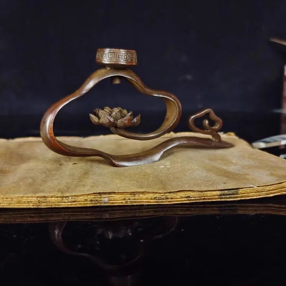 Retro Bronze Ware Lotus Flowing Back Fragrant Insert Tabletop Decoration