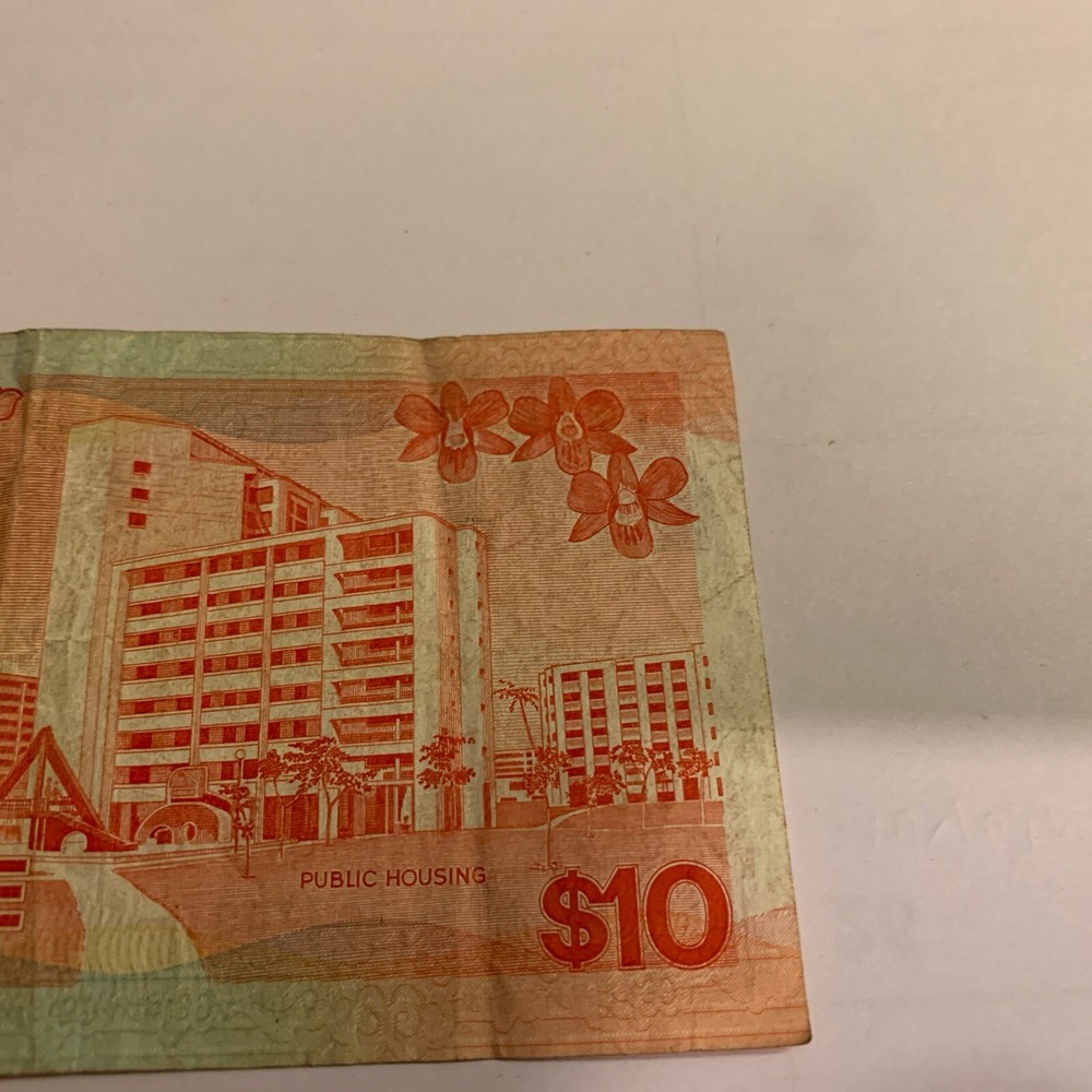 Singapore Banknote $10 Dollars Red Circulated