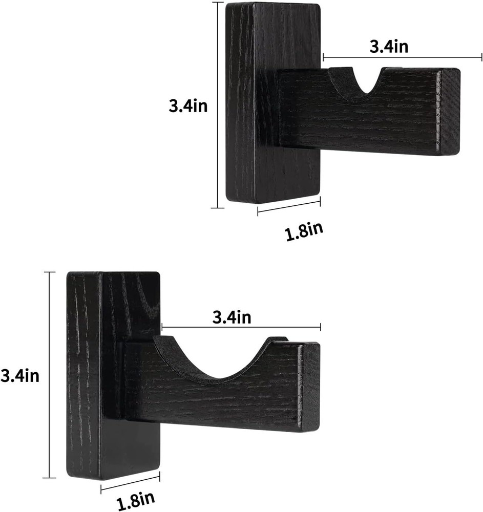 Baseball Bat Display Case Holder Horizontal Wall Mount Solid Wood Rack Brackets