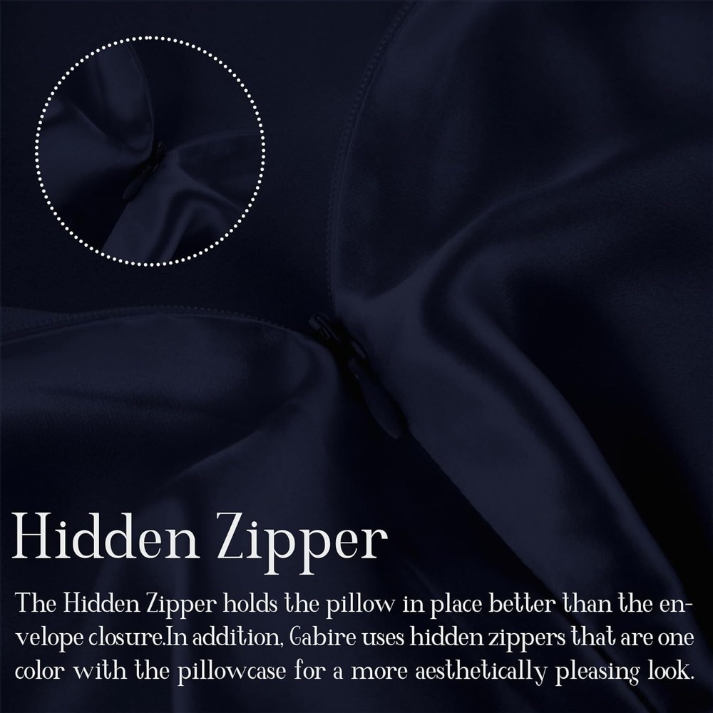 Silk Pillowcases, NAVY BLUE, King Size (20"x36")